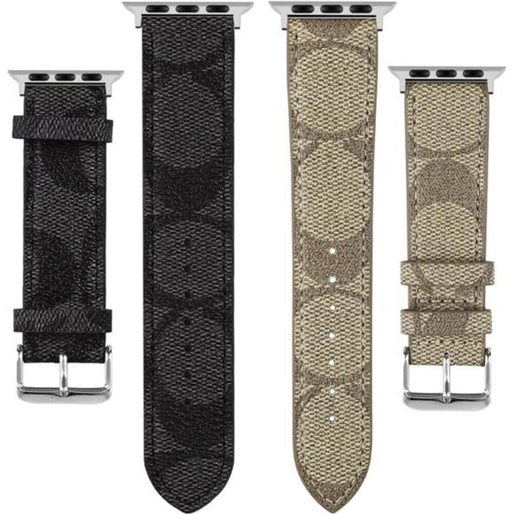 Coach Signature Canvas Watch Bands in Black & Khaki